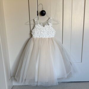 Flower Girl Dress White and Champagne Dress